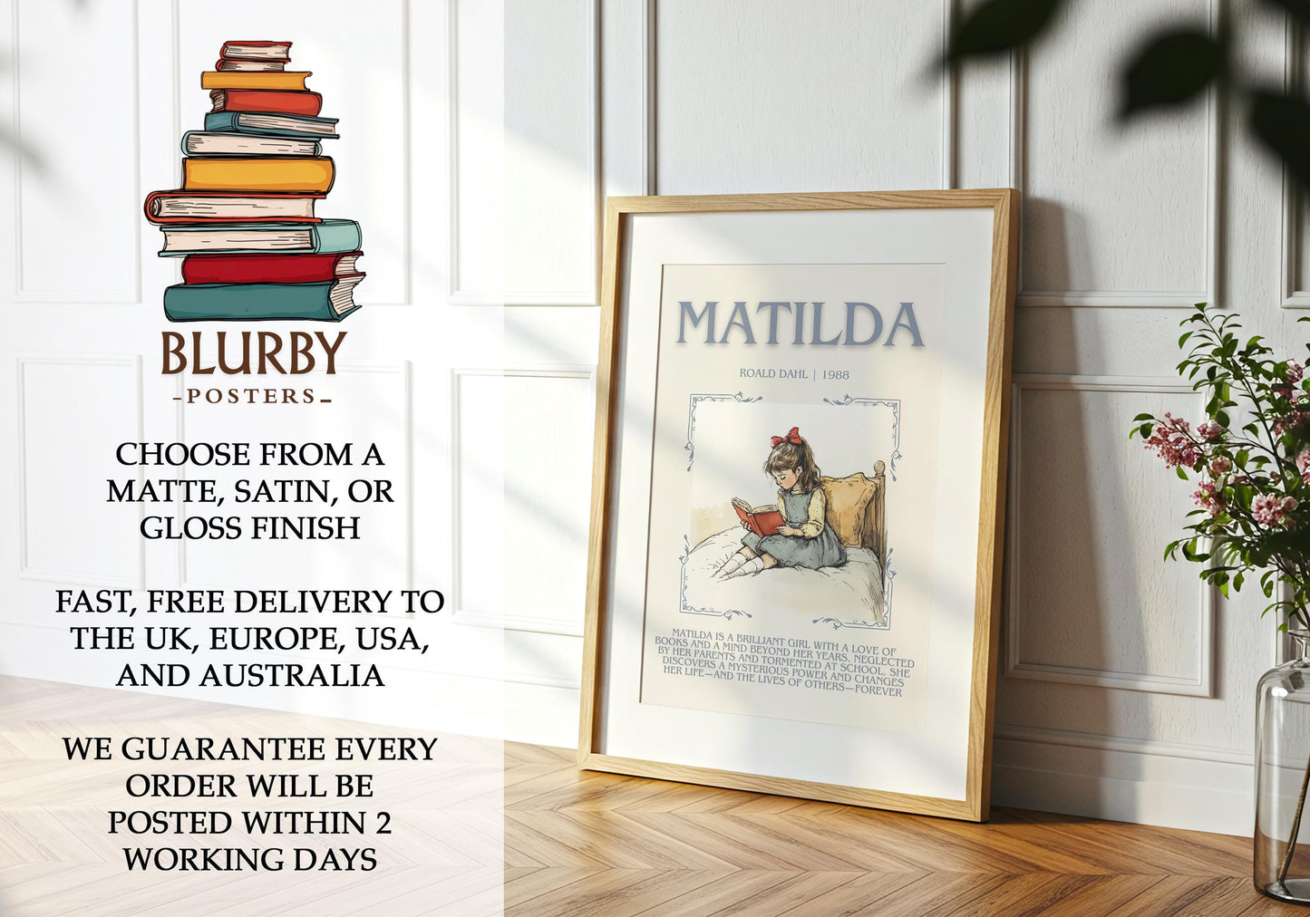 Matilda by Roald Dahl | Descriptive Book Poster | Blurby