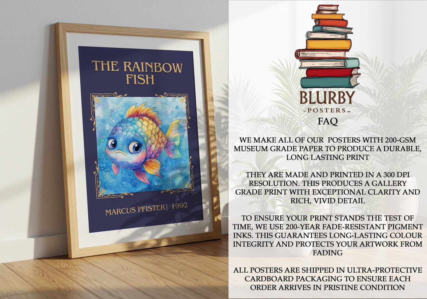 The Rainbow Fish by Marcus Pfister | Descriptive Book Poster | Minimalist