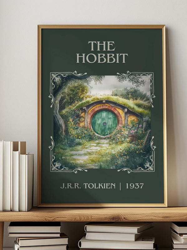 The Hobbit classic book art print in frame leaning in hallway – fantasy wall art