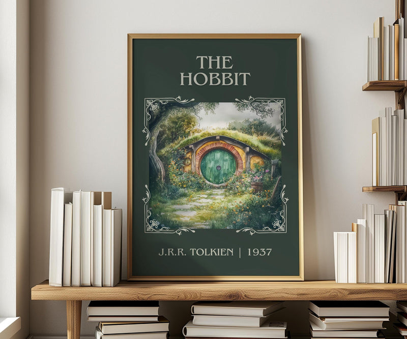 The Hobbit classic book art print in frame leaning in hallway – fantasy wall art