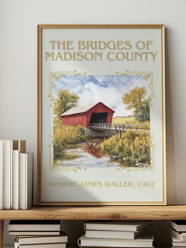 The Bridges of Madison County classic book art print in frame leaning in hallway – romance wall art