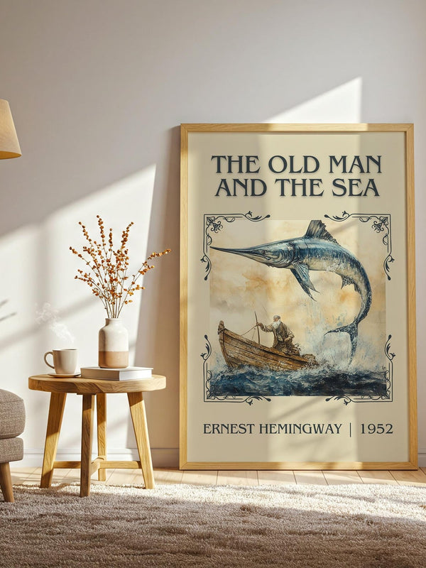The Old Man and the Sea classic book art print paper finish options – matte satin gloss