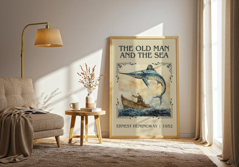 The Old Man and the Sea classic book art print paper finish options – matte satin gloss