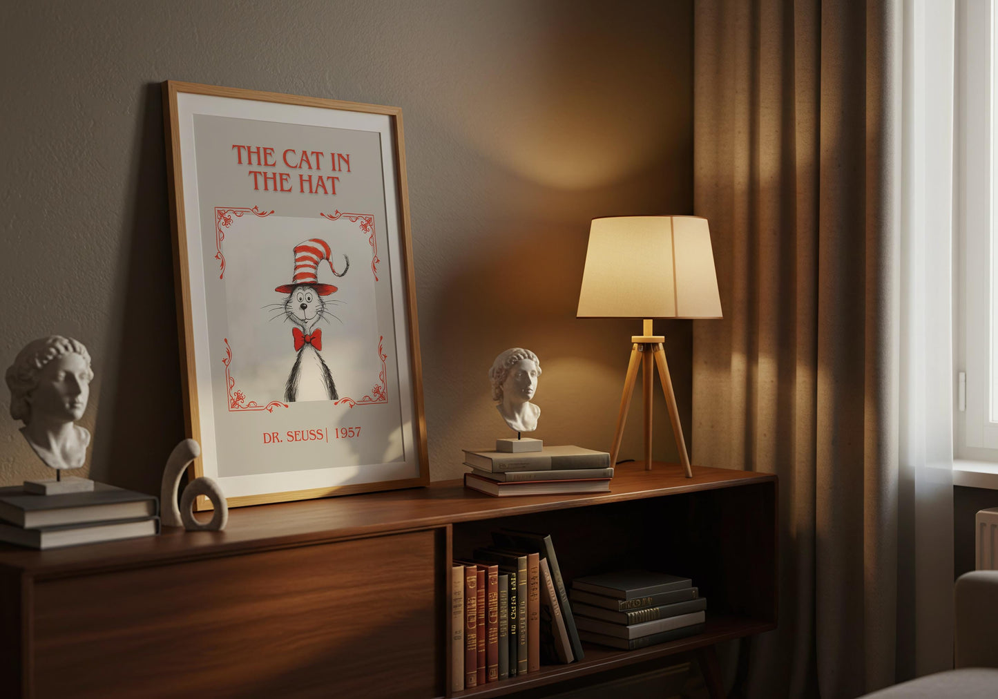 The Cat In The Hat by Dr. Seuss | Descriptive Book Poster | Minimalist