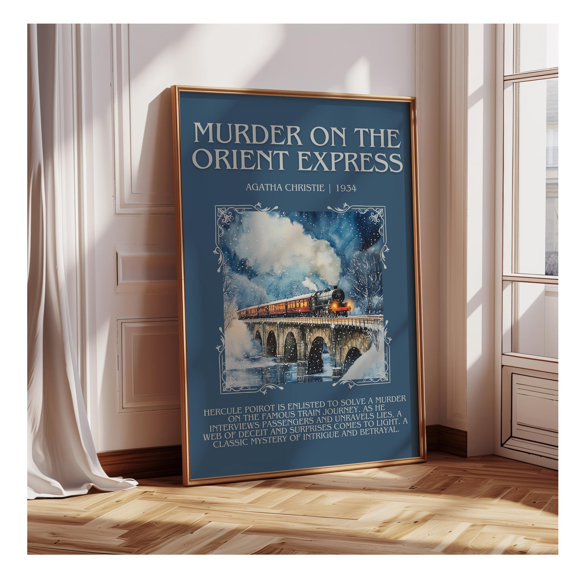 Murder On The Orient Express by Agatha Christie | Descriptive Book Poster | Blurby