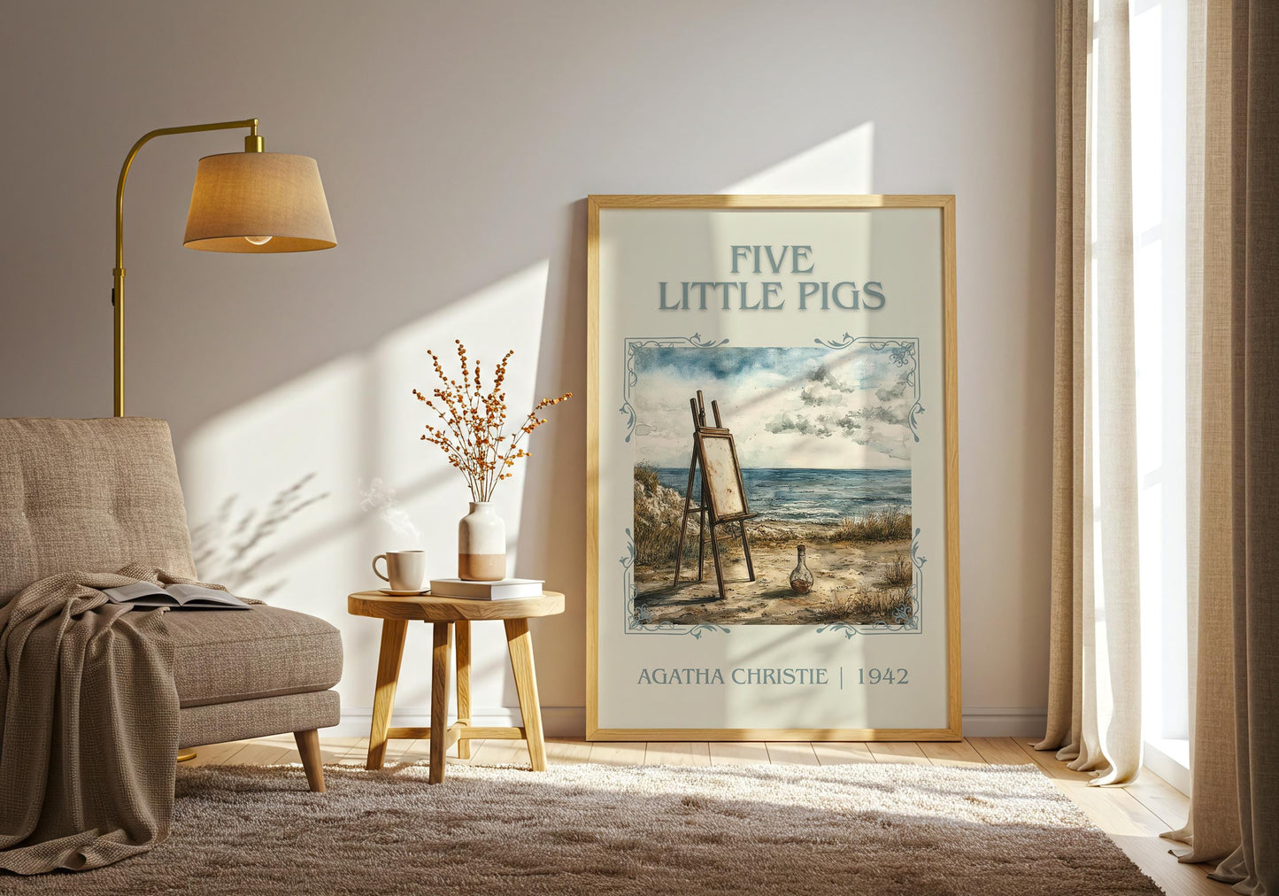 Five Little Pigs by Agatha Christie | Descriptive Book Poster | Minimalist