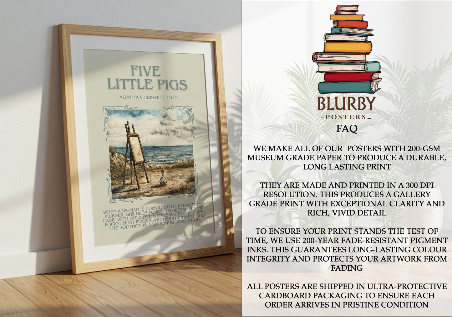 Five Little Pigs by Agatha Christie | Descriptive Book Poster | Blurby