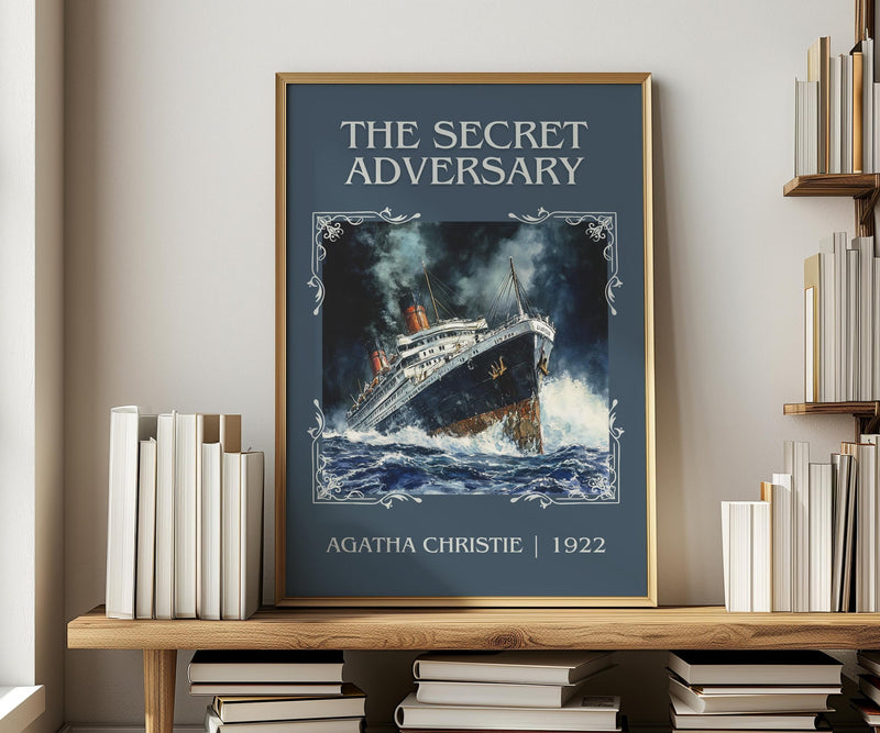 The Secret Adversary classic book art print in frame leaning in hallway – mystery wall art
