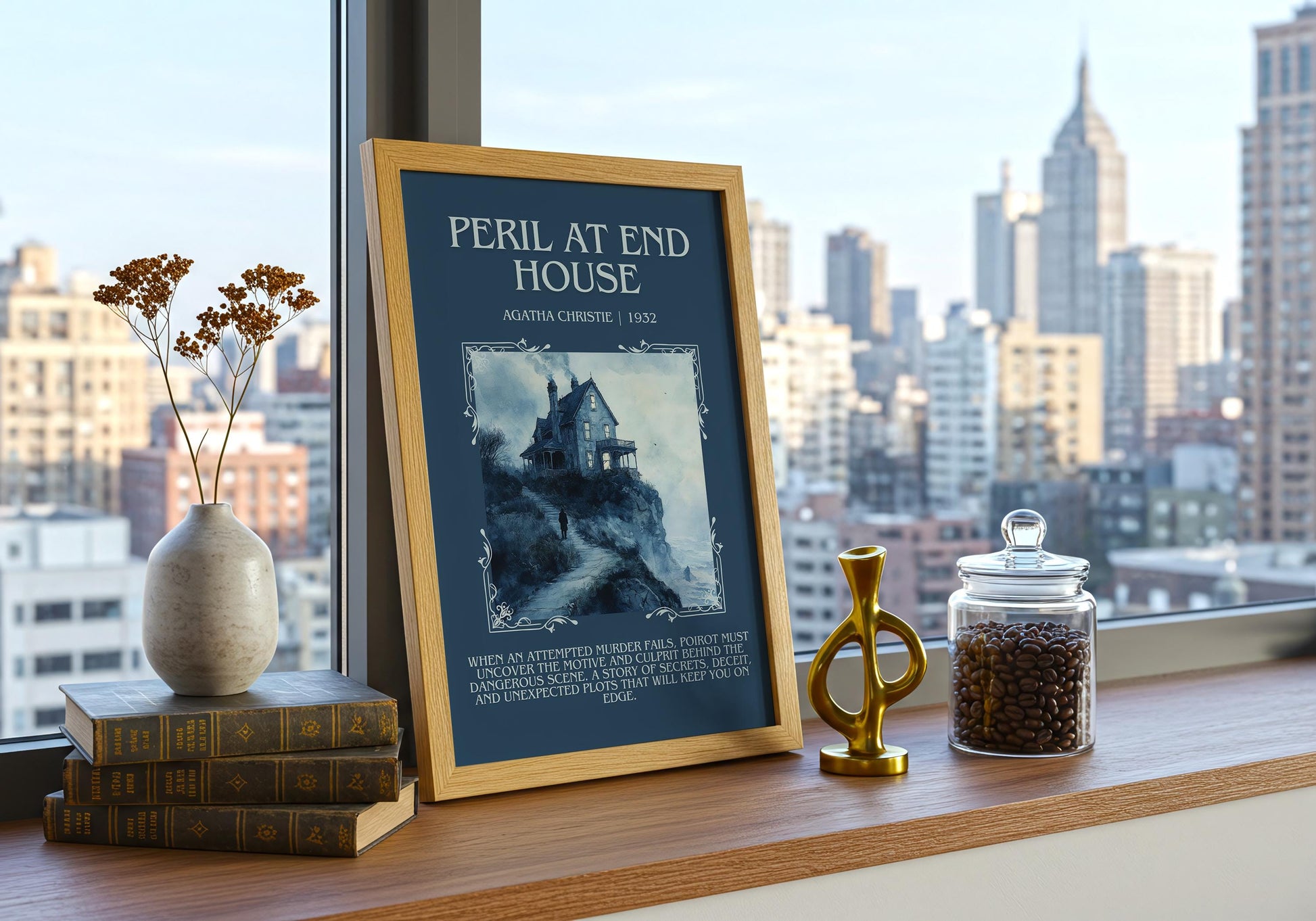 Peril At End House by Agatha Christie | Descriptive Book Poster | Blurby