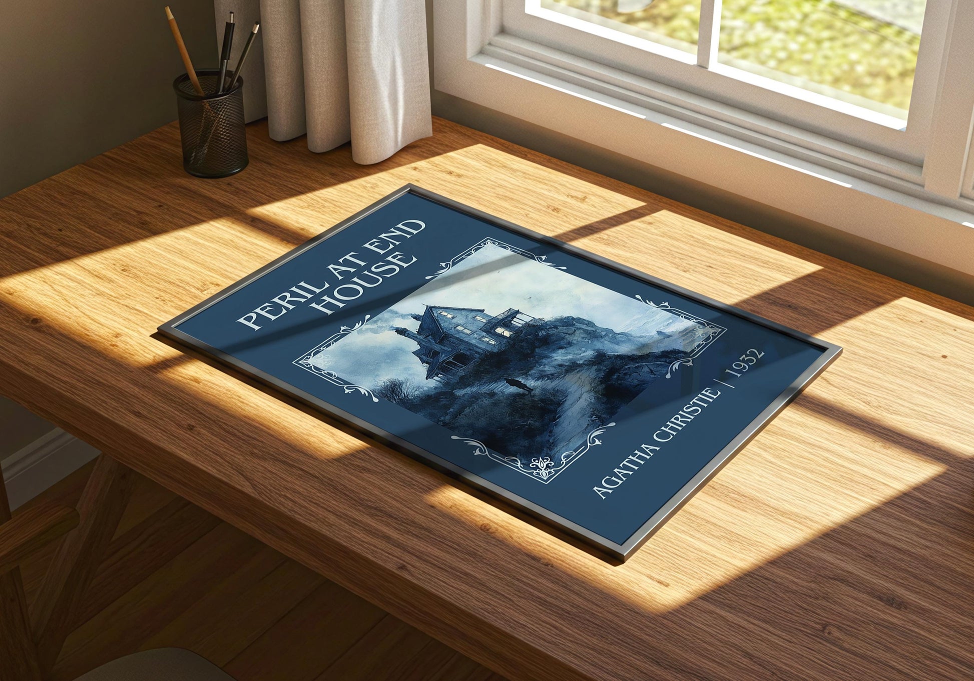 Peril At End House by Agatha Christie | Descriptive Book Poster | Minimalist