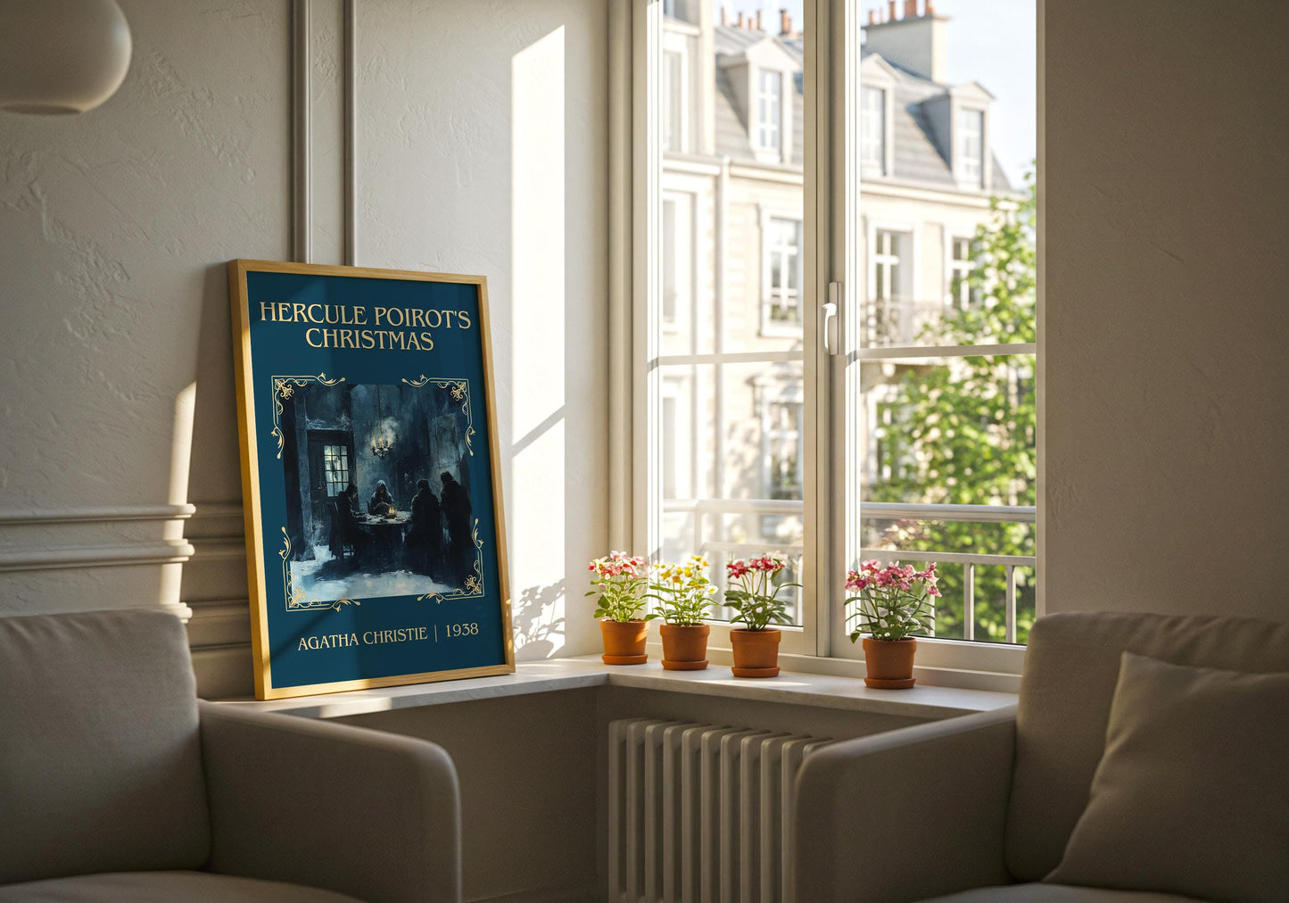 Hercule Poirot's Christmas by Agatha Christie | Descriptive Book Poster | Minimalist