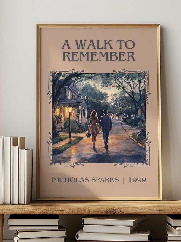 A Walk to Remember classic book art print in frame leaning in hallway – romance wall art