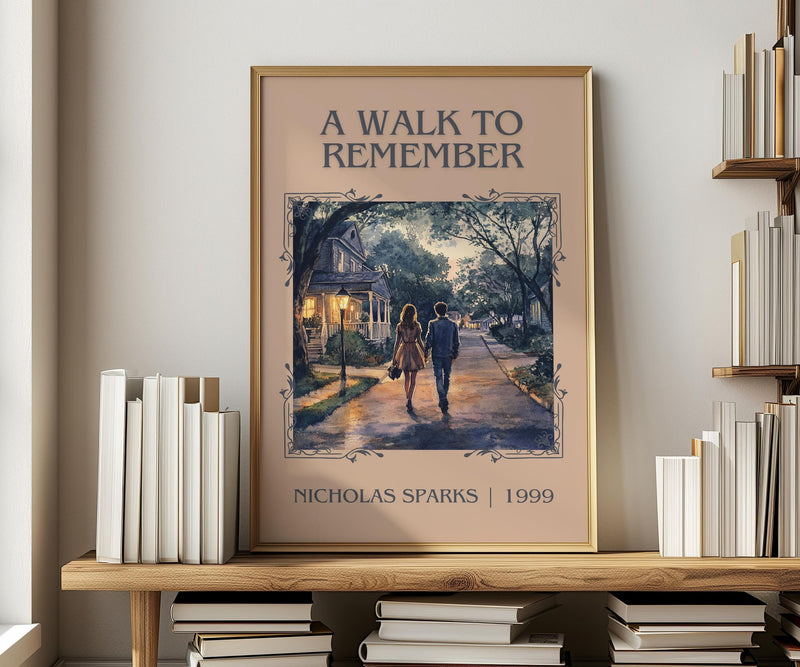 A Walk to Remember classic book art print in frame leaning in hallway – romance wall art