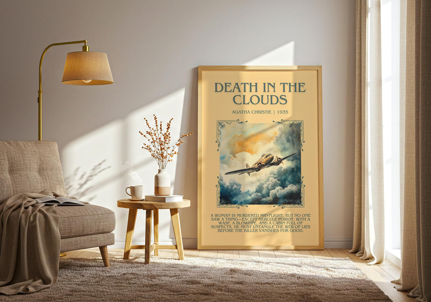 Death In The Clouds by Agatha Christie | Descriptive Book Poster | Blurby