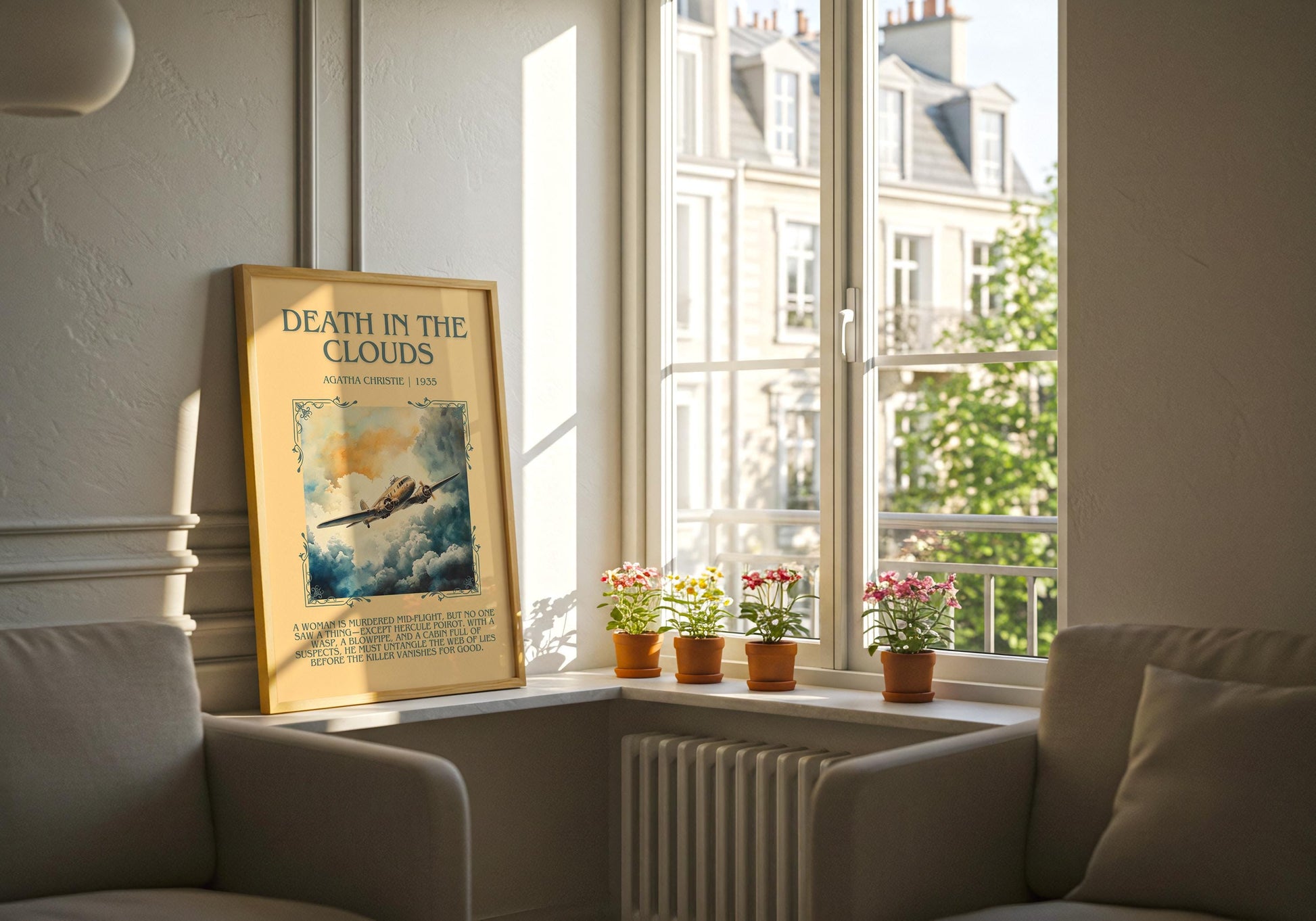 Death In The Clouds by Agatha Christie | Descriptive Book Poster | Blurby