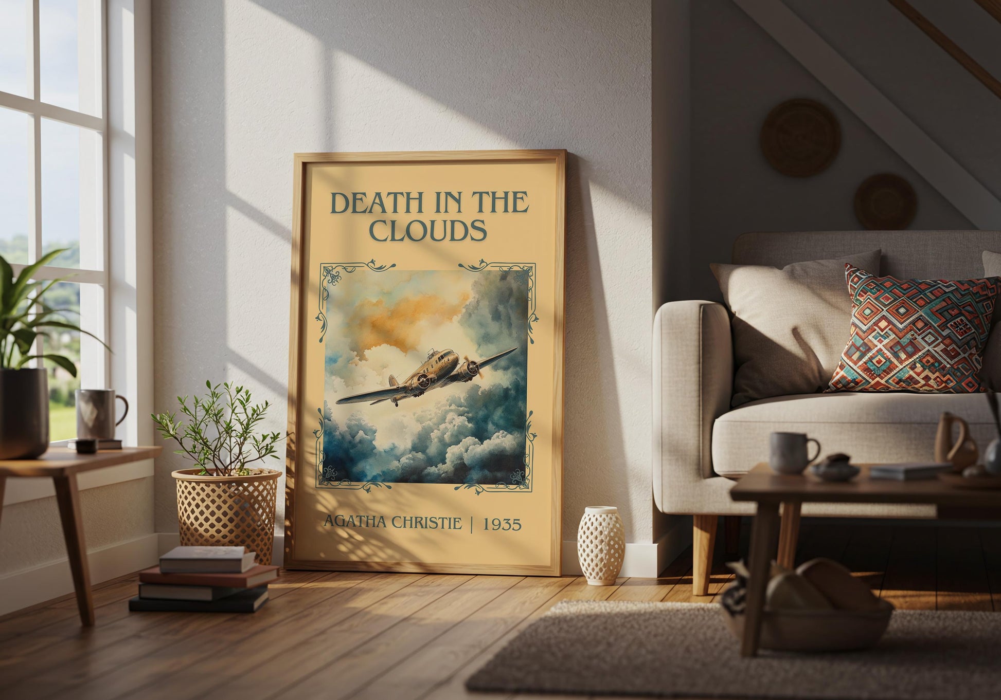 Death In The Clouds by Agatha Christie | Descriptive Book Poster | Minimalist