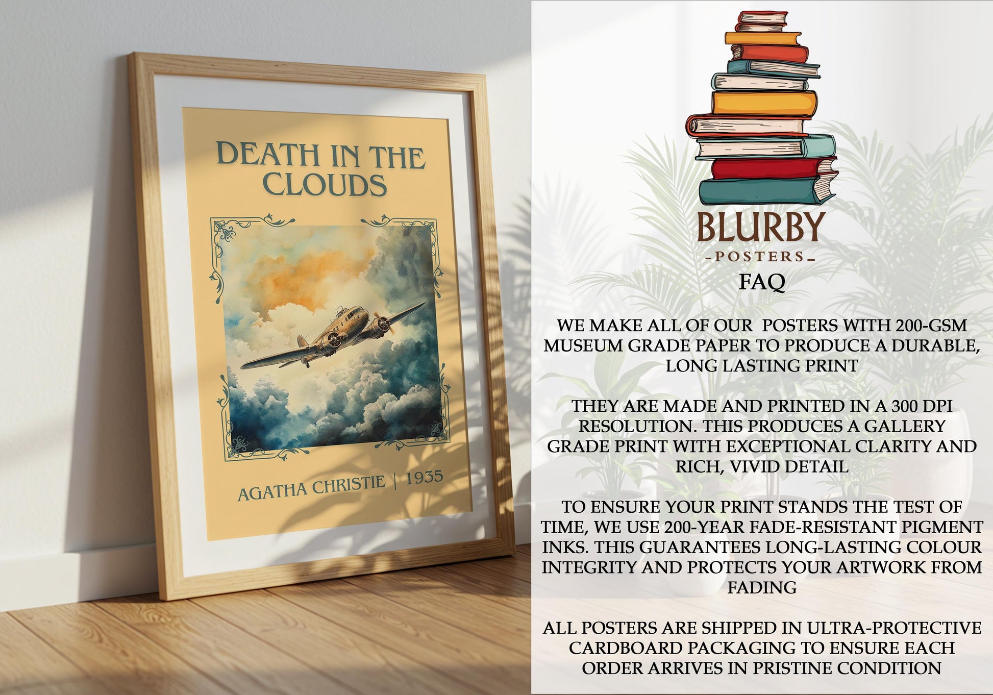 Death In The Clouds by Agatha Christie | Descriptive Book Poster | Minimalist