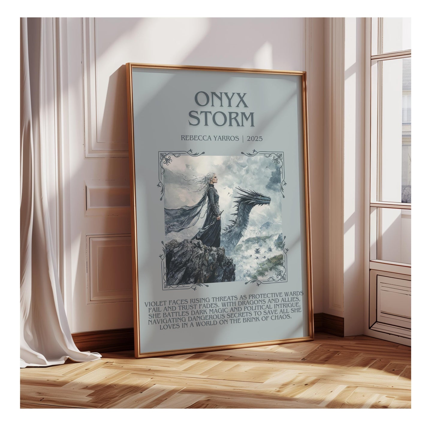 Onyx Storm by Rebecca Yarros | Descriptive Book Poster | Blurby