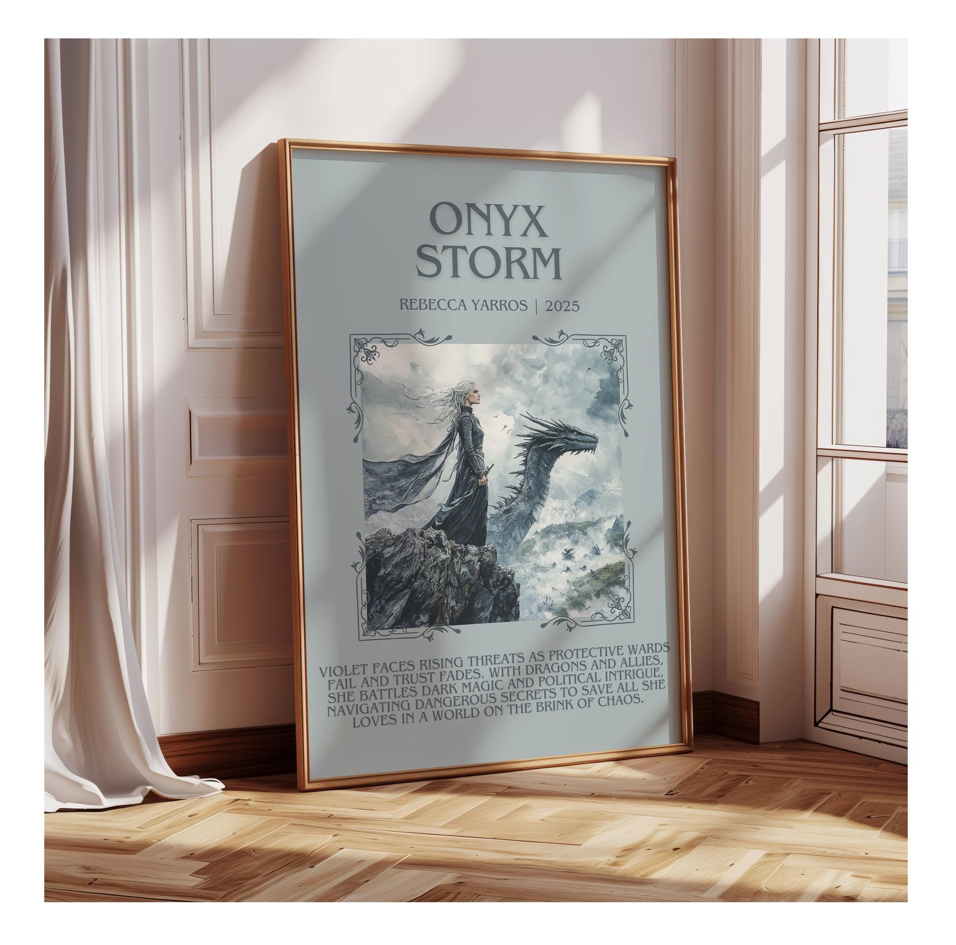 Onyx Storm by Rebecca Yarros | Descriptive Book Poster | Blurby