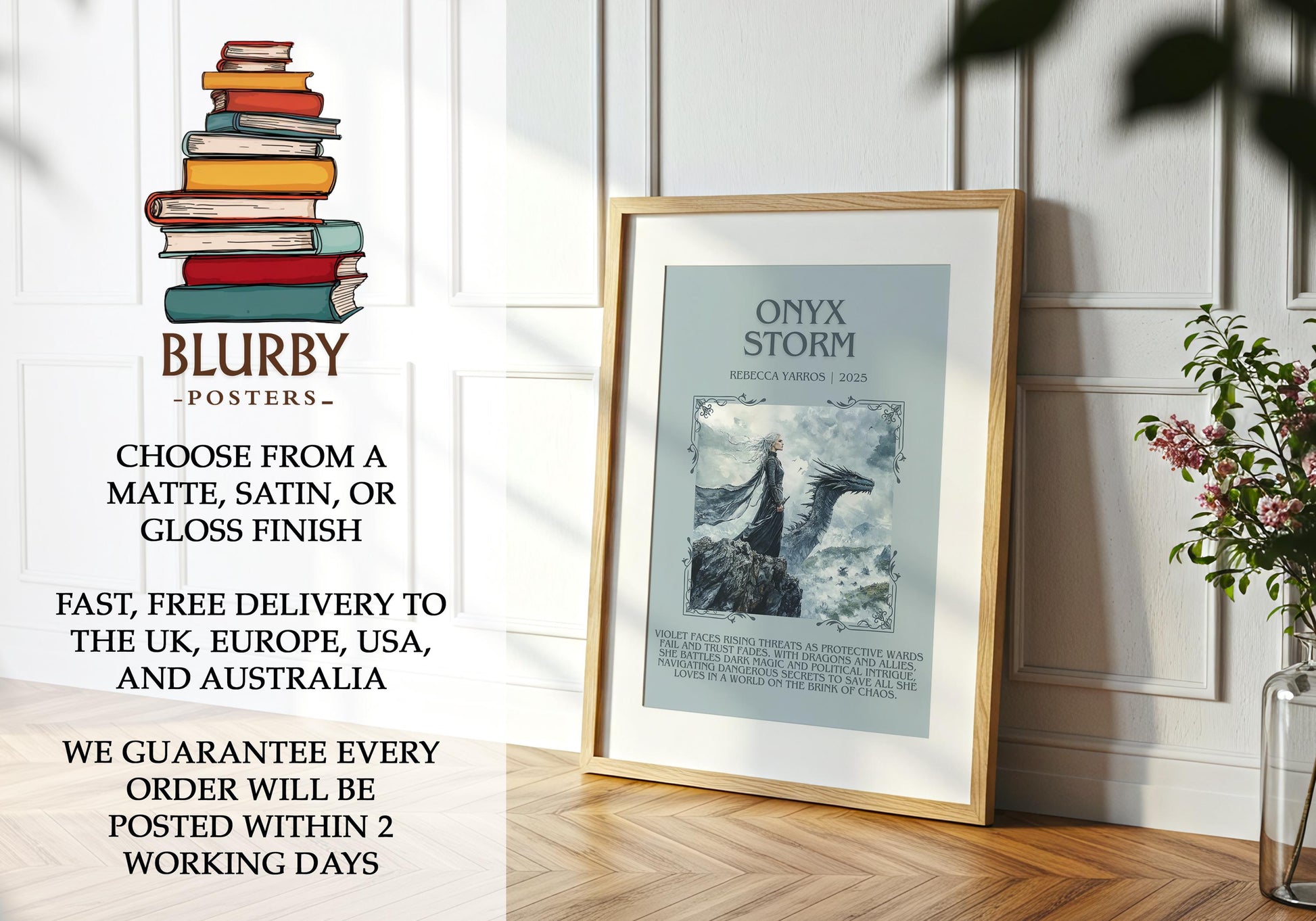 Onyx Storm by Rebecca Yarros | Descriptive Book Poster | Blurby