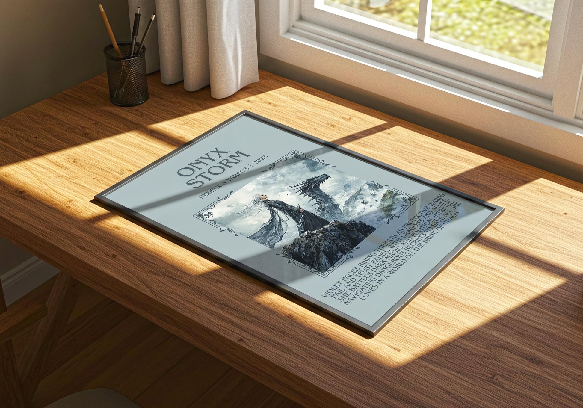 Onyx Storm by Rebecca Yarros | Descriptive Book Poster | Blurby