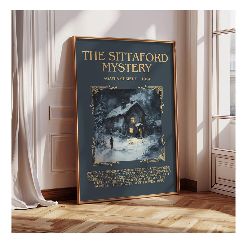 The Sittaford Mystery minimalist poster paper finish options – matte satin gloss
