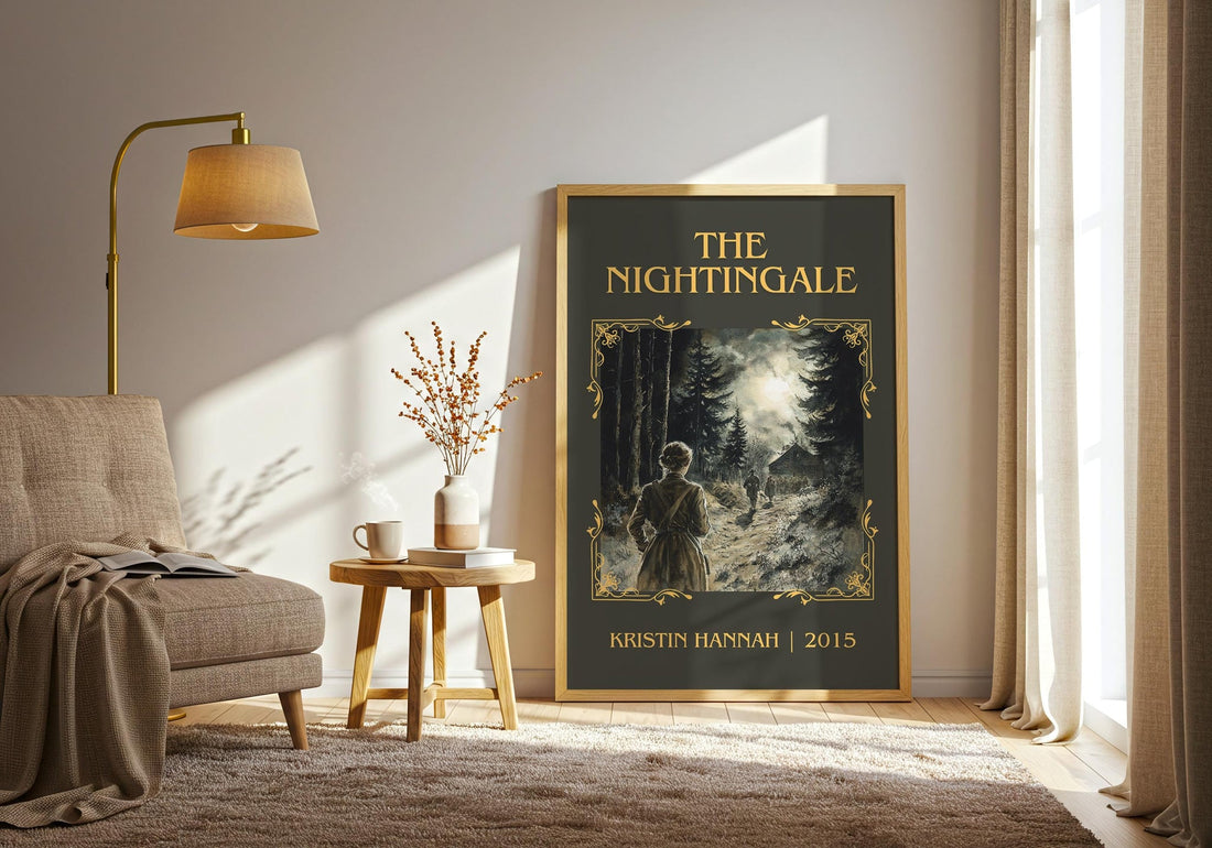 The Nightingale classic book art print paper finish options – matte satin gloss (mockup)
