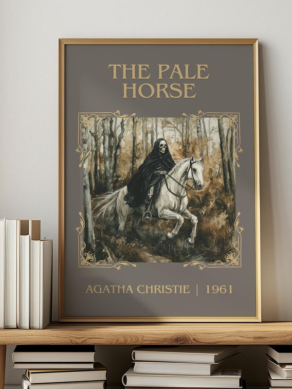 The Pale Horse classic book art print in frame leaning in hallway – mystery wall art
