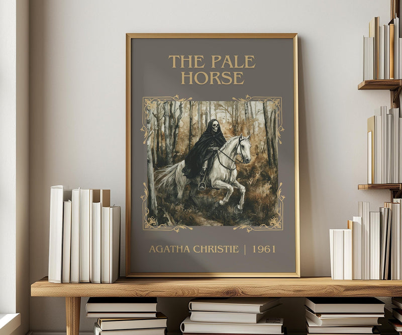 The Pale Horse classic book art print in frame leaning in hallway – mystery wall art