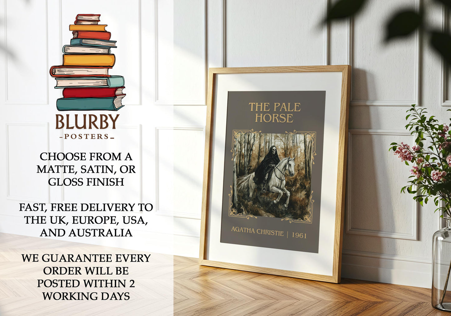 The Pale Horse by Agatha Christie | Descriptive Book Poster | Minimalist