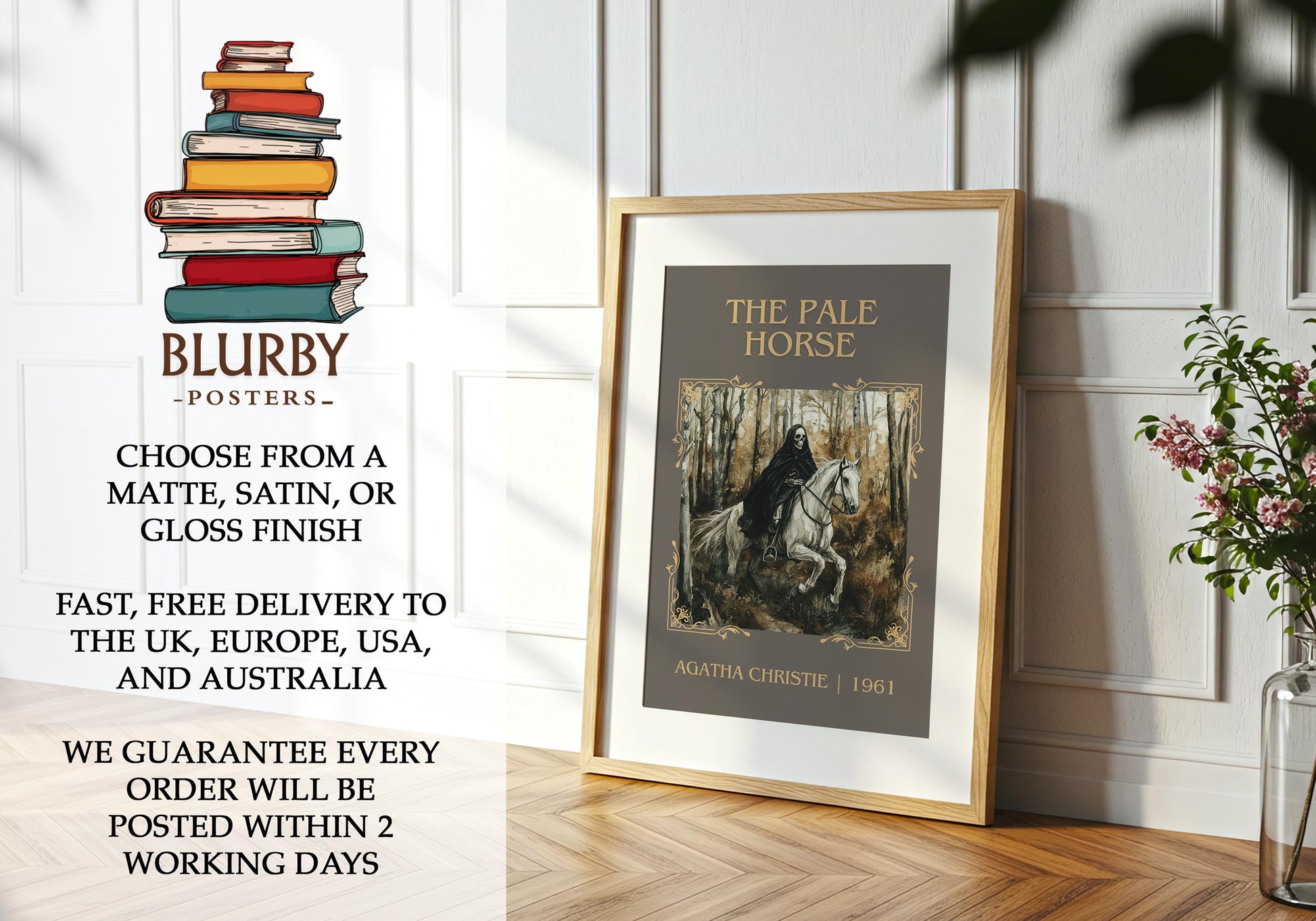 The Pale Horse by Agatha Christie | Descriptive Book Poster | Minimalist