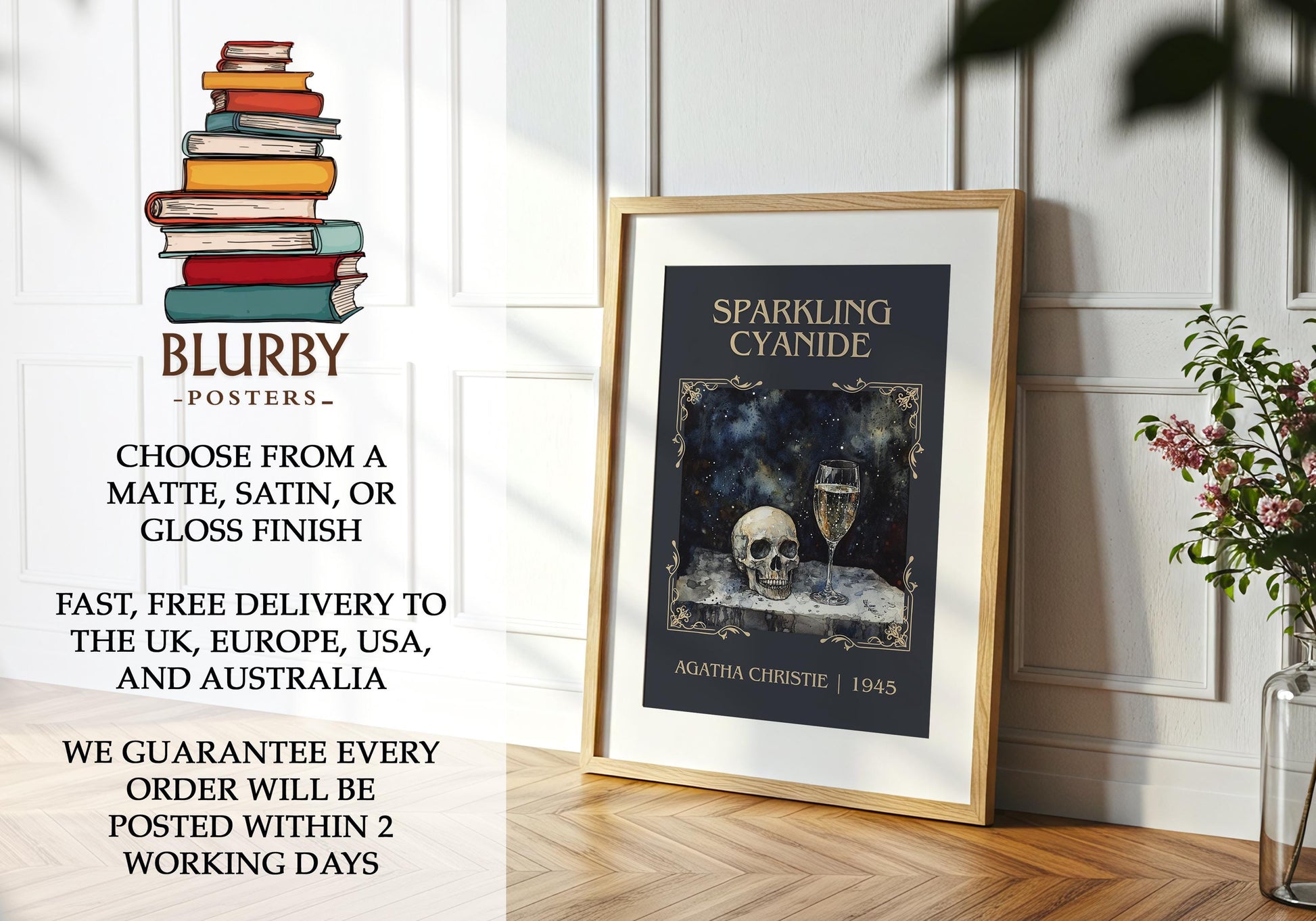 Sparkling Cyanide by Agatha Christie | Descriptive Book Poster | Minimalist