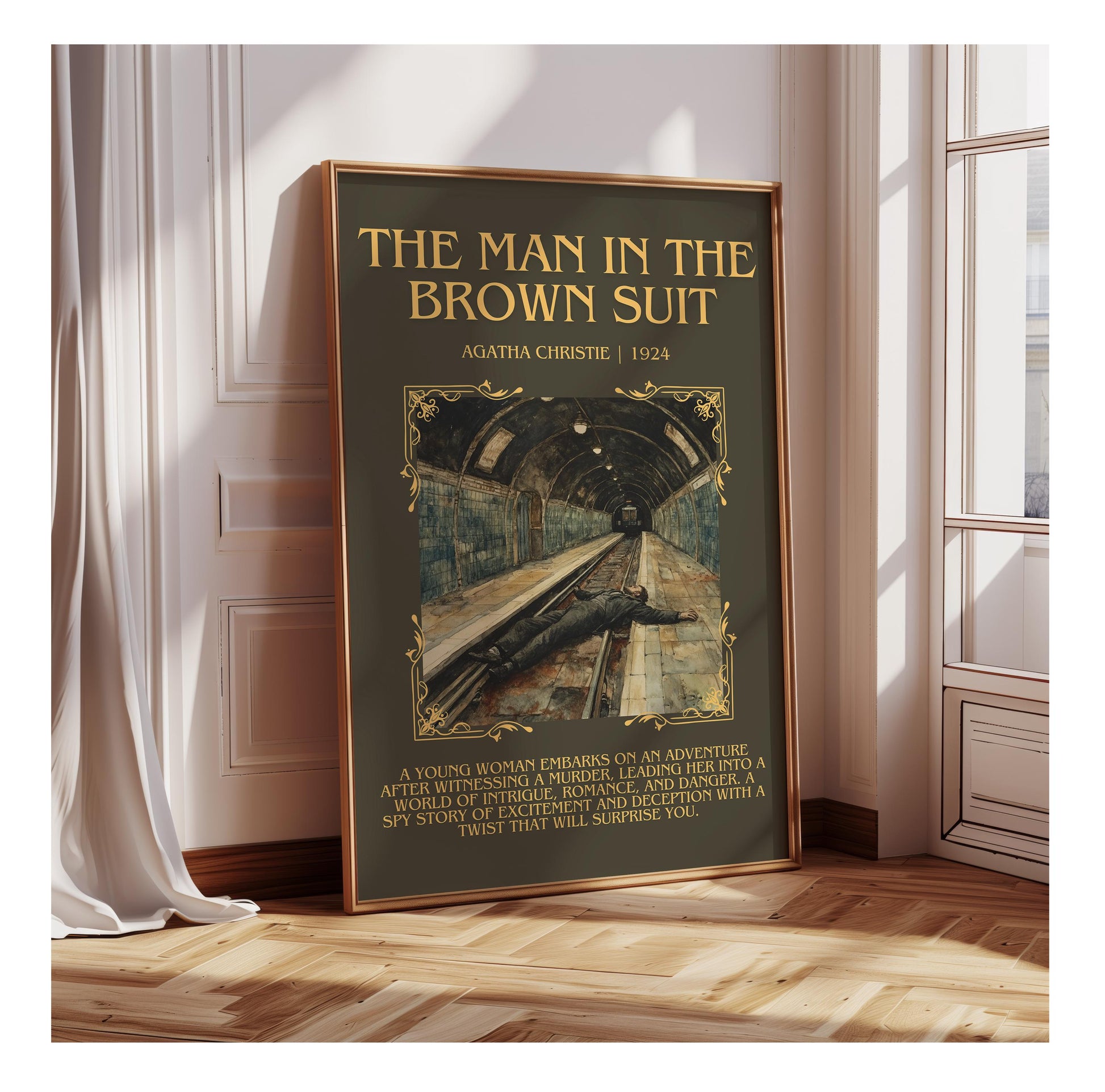 The Man In The Brown Suit by Agatha Christie | Descriptive Book Poster | Blurby