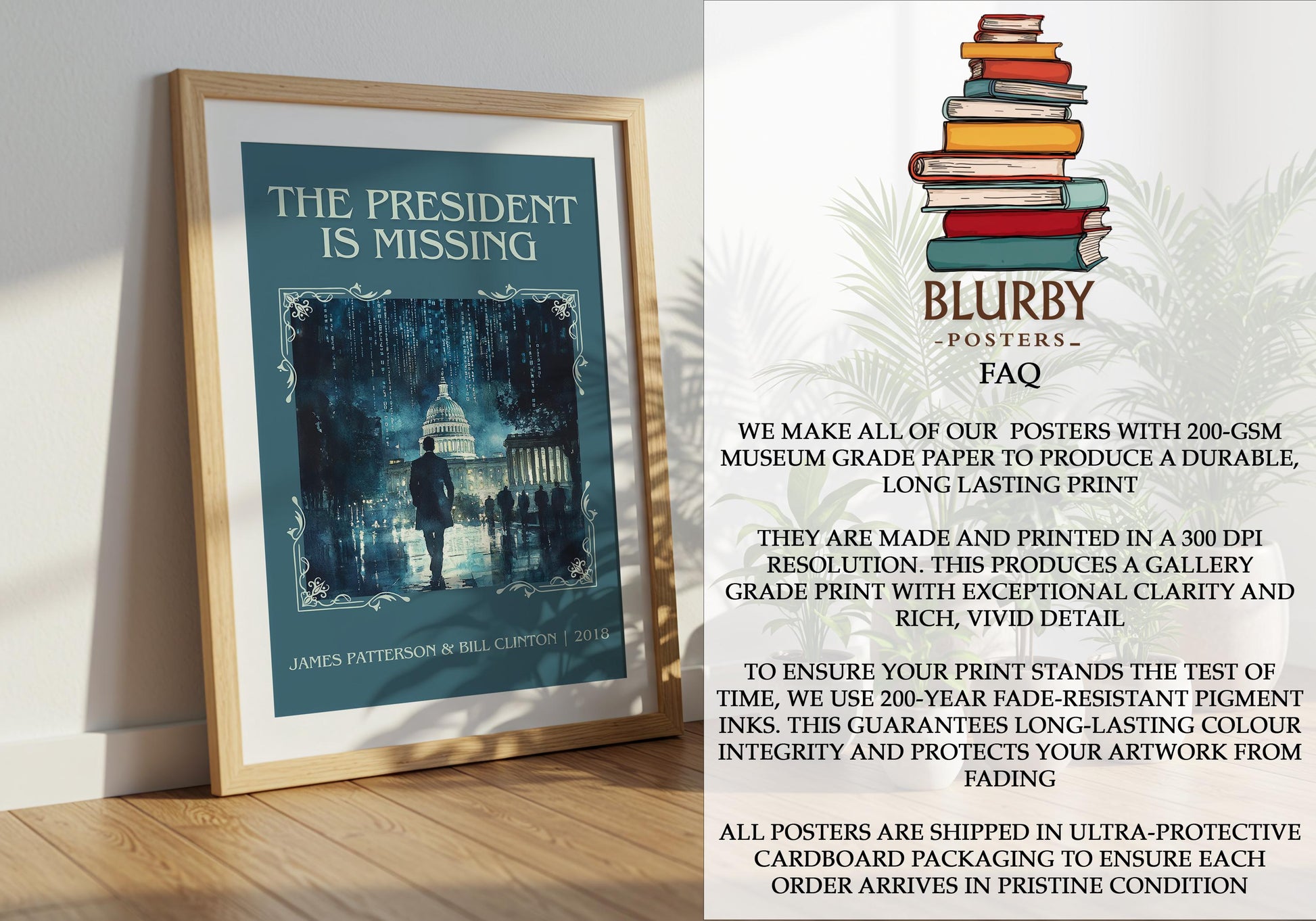 The President Is Missing by James Patterson | Descriptive Book Poster | Minimalist