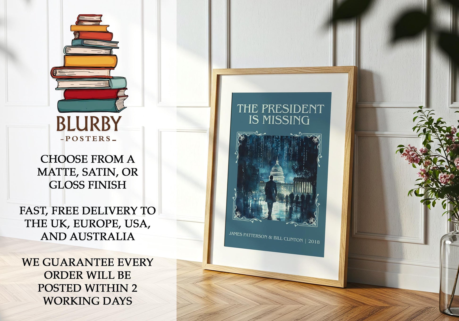 The President Is Missing by James Patterson | Descriptive Book Poster | Minimalist