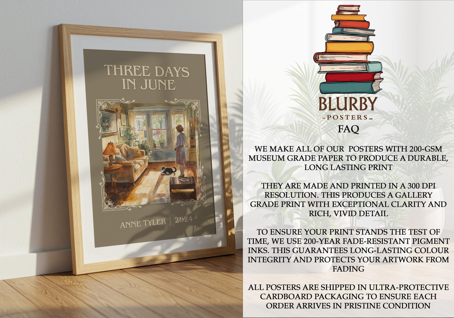 Three Days In June by Anne Tyler | Descriptive Book Poster | Minimalist