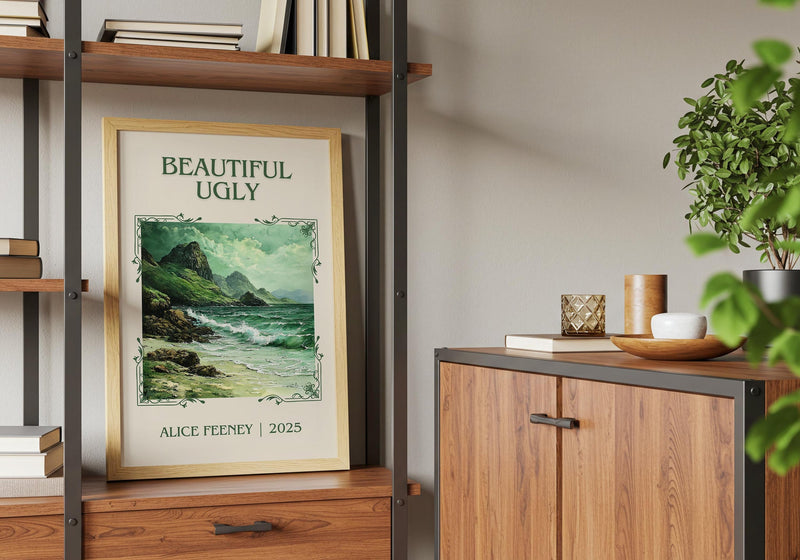 Beautiful Ugly classic book art print framed by window – literary home decor