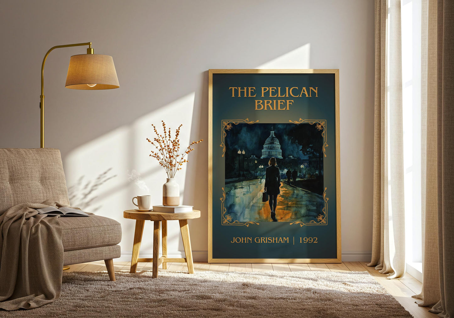 The Pelican Brief by John Grisham | Descriptive Book Poster | Minimalist