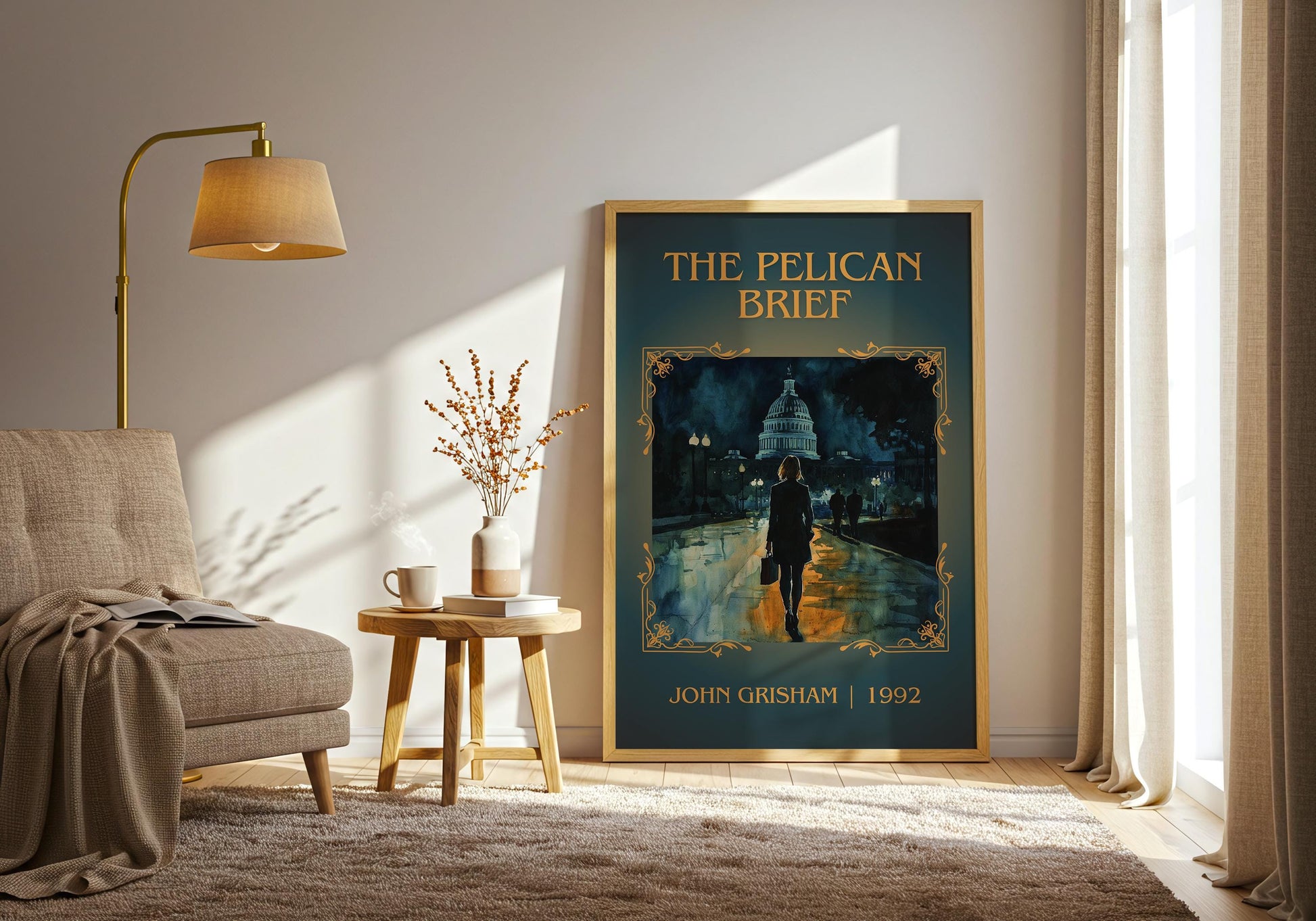 The Pelican Brief by John Grisham | Descriptive Book Poster | Minimalist
