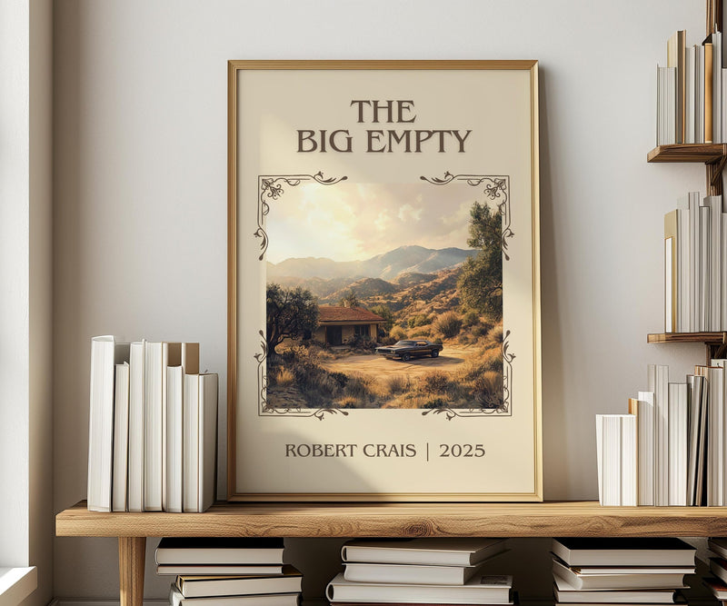 The Big Empty classic book art print in frame leaning in hallway – crime wall art