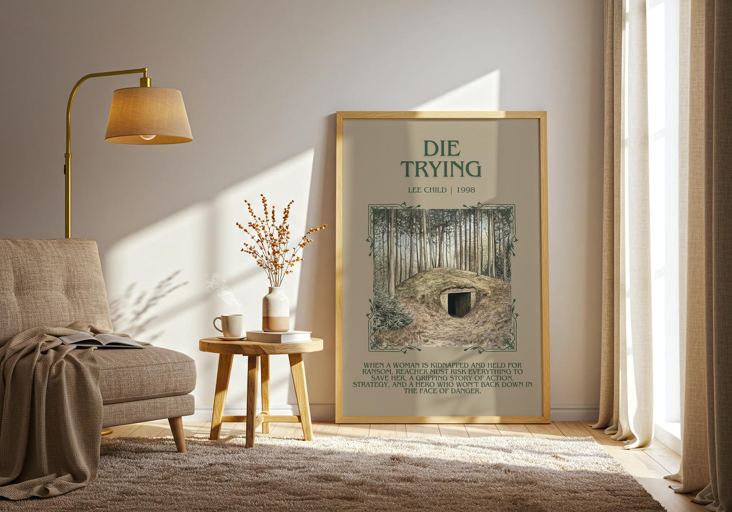 Die Trying by Lee Child | Descriptive Book Poster | Blurby