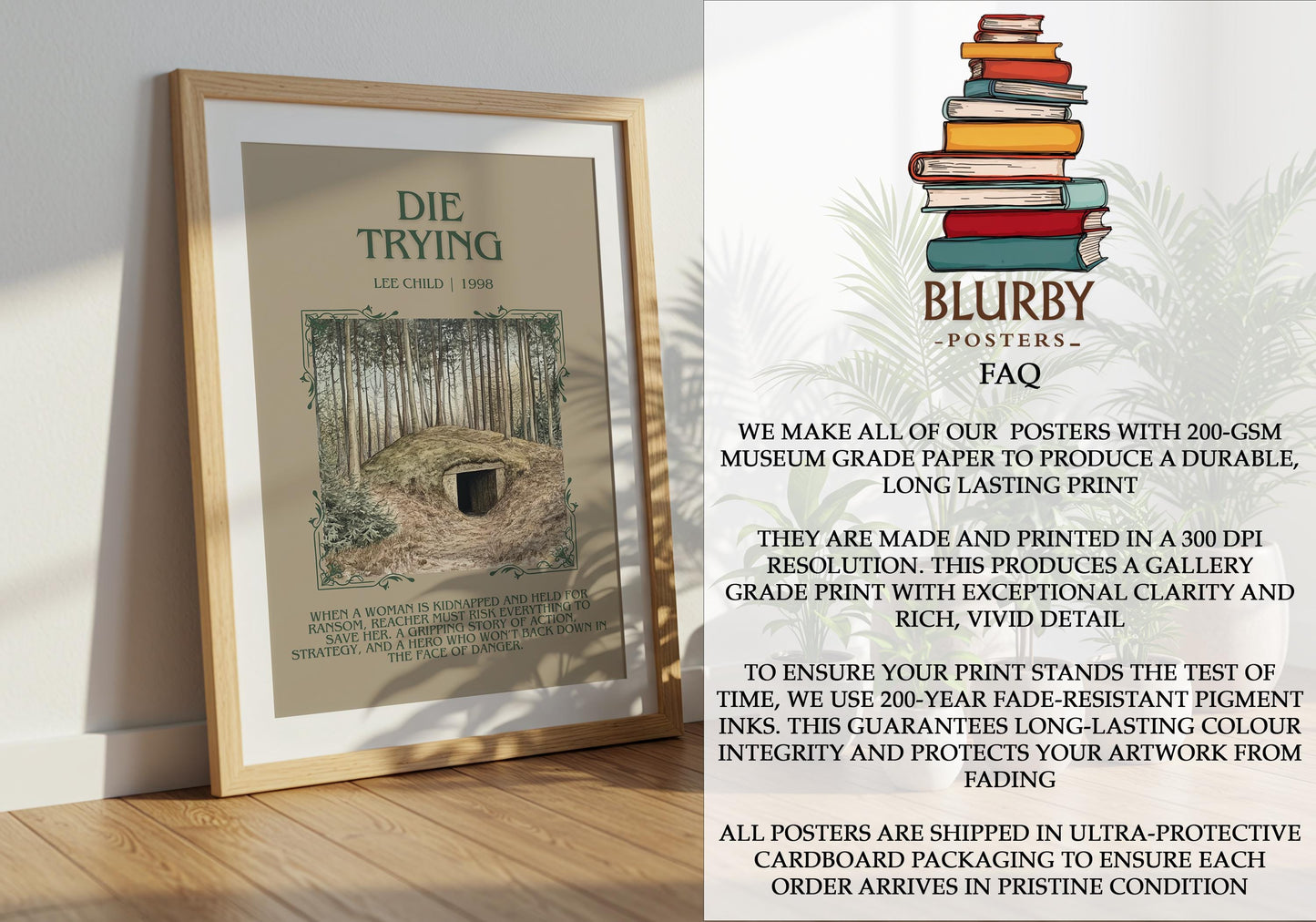 Die Trying by Lee Child | Descriptive Book Poster | Blurby