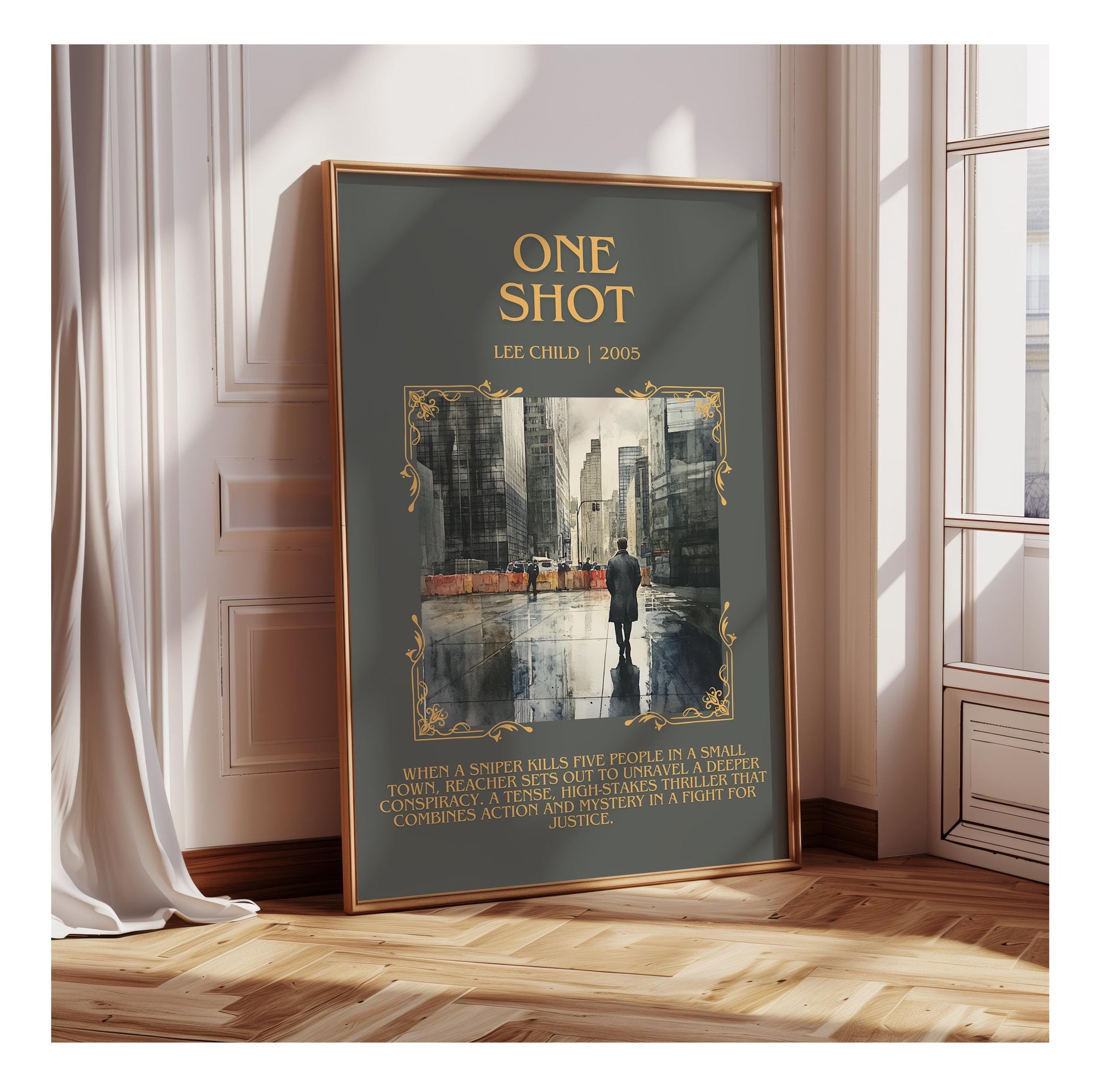One Shot by Lee Child | Descriptive Book Poster | Blurby