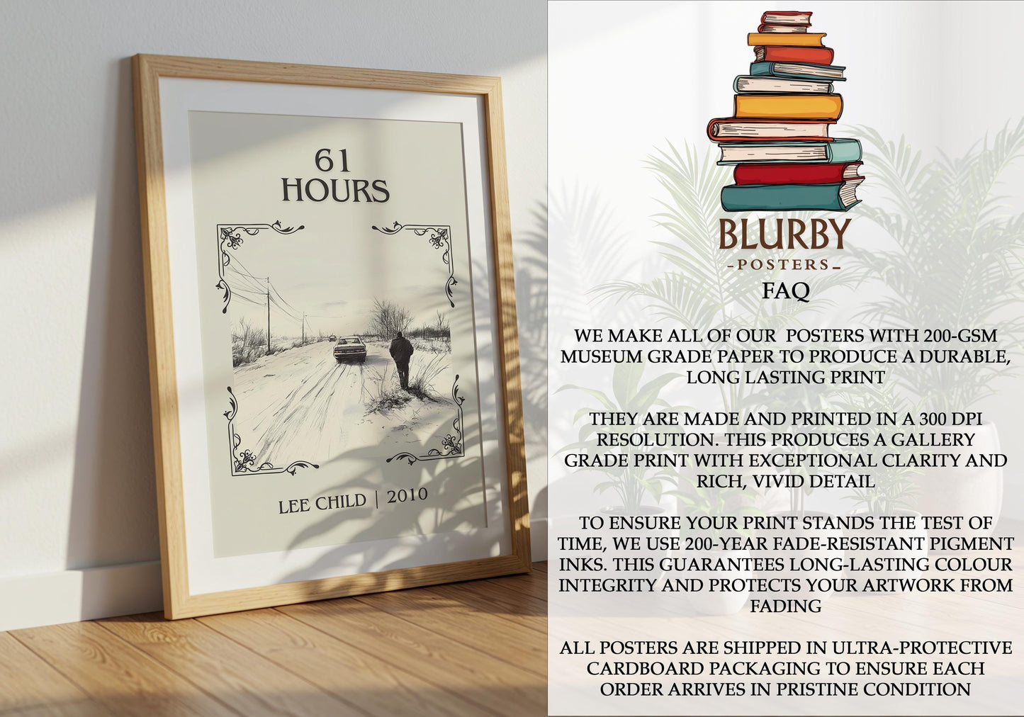 61 Hours by Lee Child | Descriptive Book Poster | Minimalist