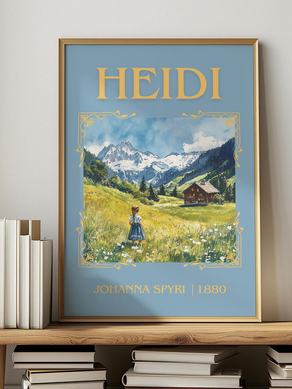 Heidi classic book art print in frame leaning in hallway – childrens wall art