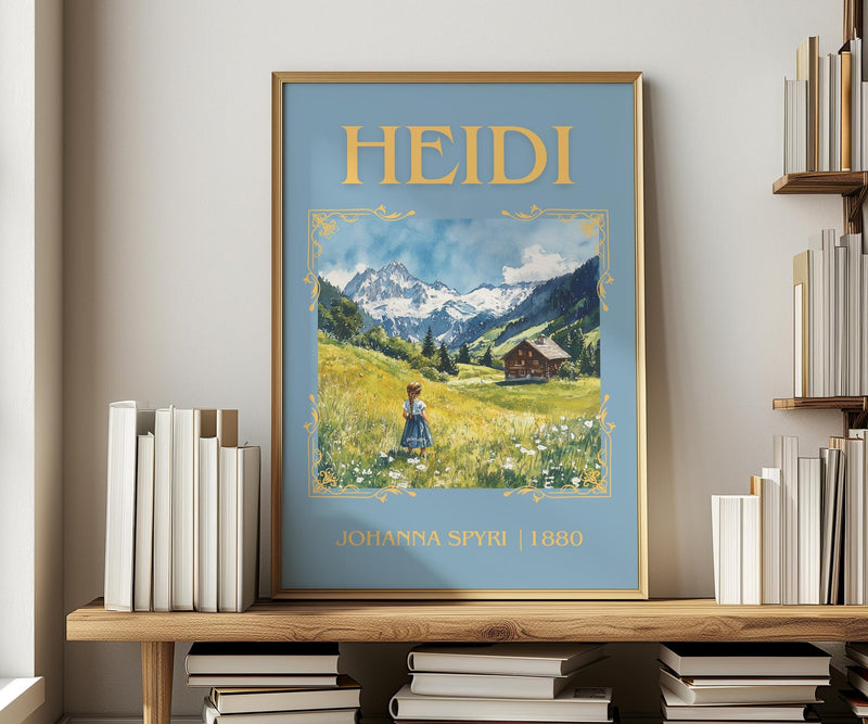 Heidi classic book art print in frame leaning in hallway – childrens wall art