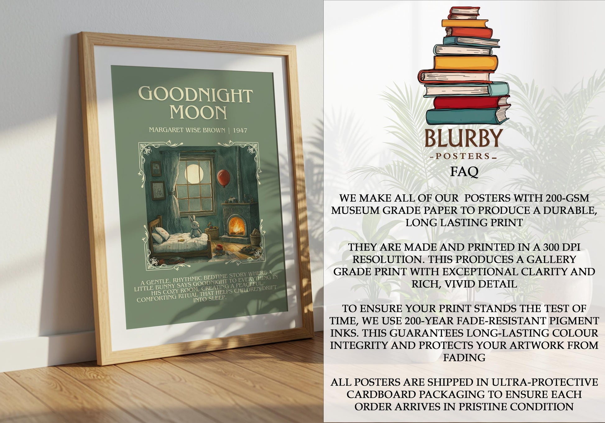 Goodnight Moon by Margaret Wise Brown | Descriptive Book Poster | Blurby