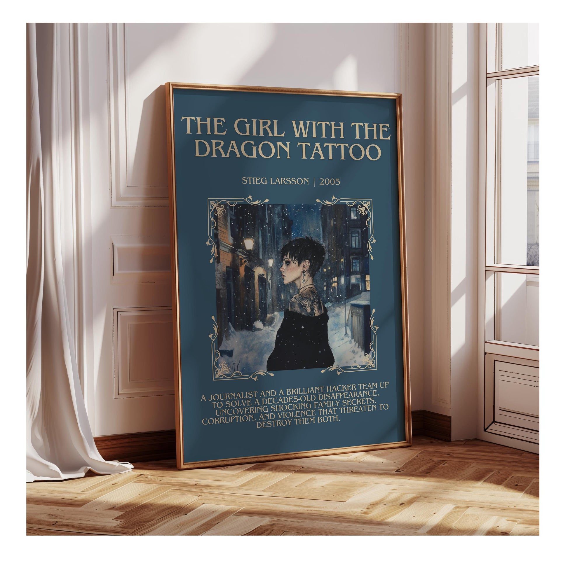 The Girl With The Dragon Tattoo by Stieg Larsson | Descriptive Book Poster | Blurby