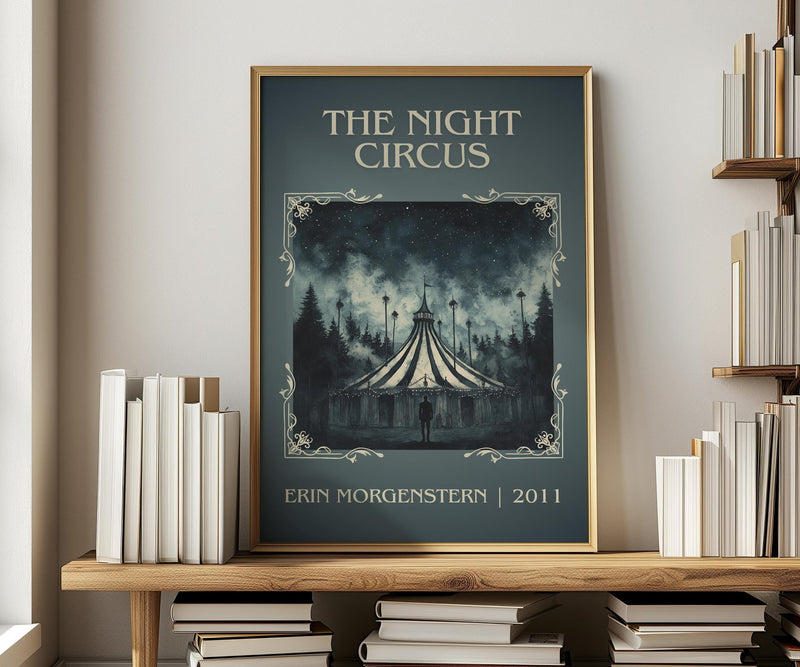 The Night Circus classic book art print in frame leaning in hallway – fantasy wall art