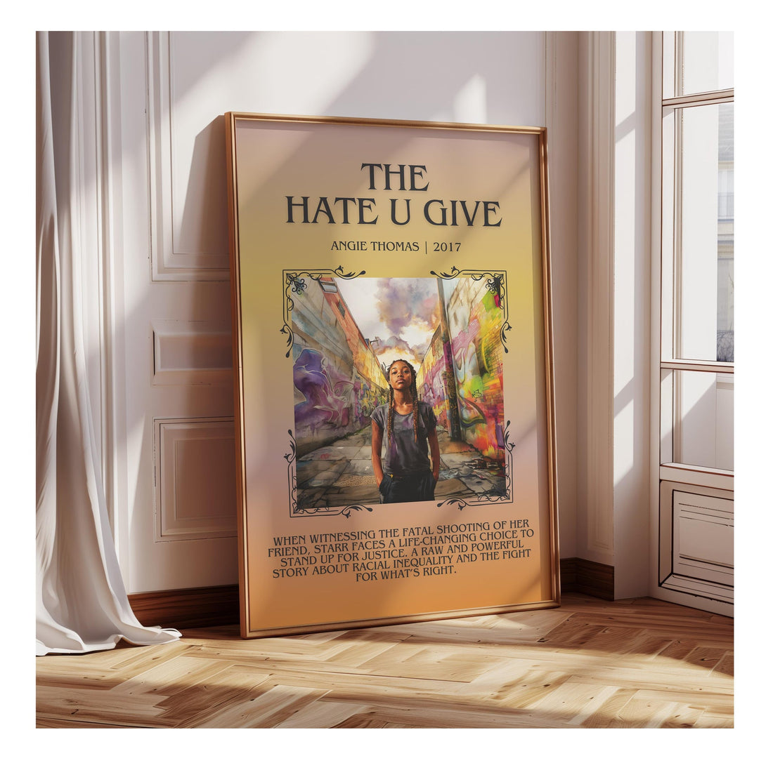 The Hate U Give minimalist poster paper finish options – matte satin gloss (mockup)